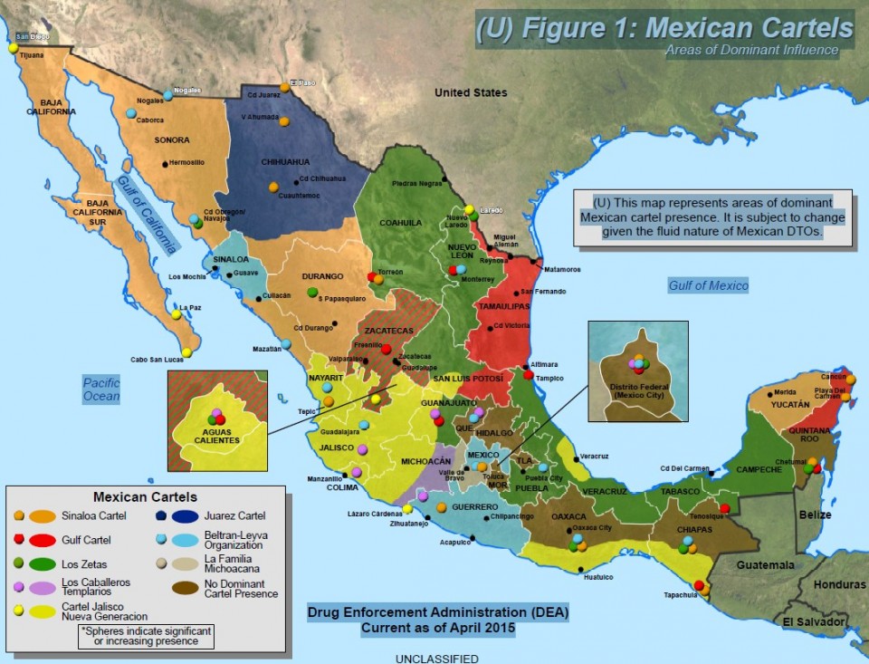 Así se reparten México los cárteles de la droga. Foto: DEA