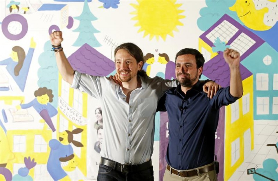 Pablo Iglesias y Alberto Garzón (Unidos Podemos). EFE