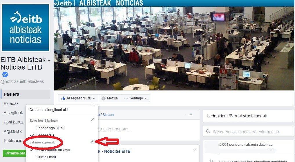 Facebook algoritmo aldaketa (2. argazkia) Facebook algoritmo aldaketa (2. argazkia)