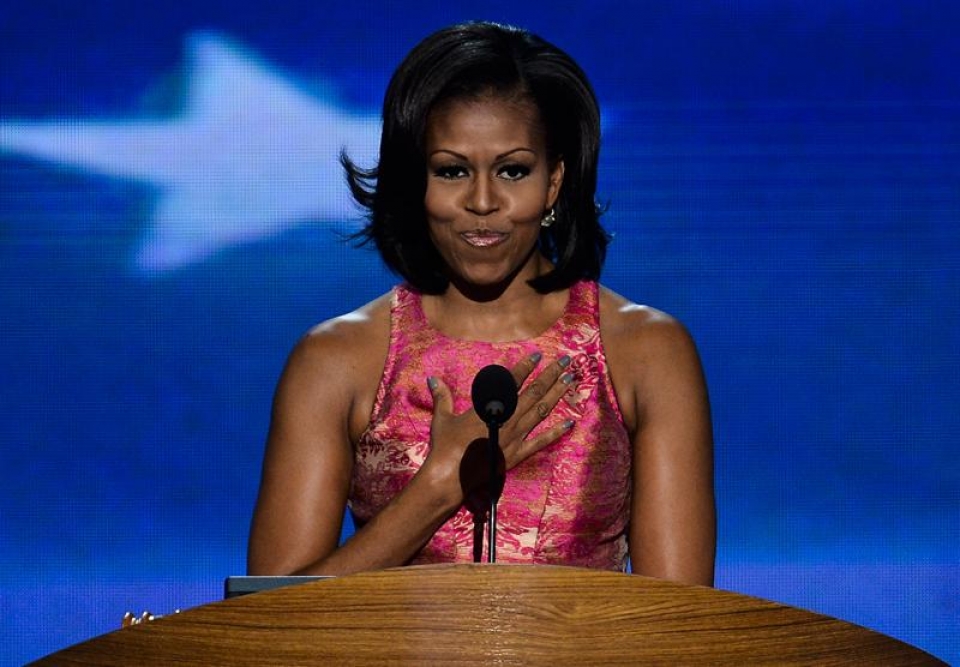 La primera dama de EEUU, Michelle Obama, durante su intervención en la convención demócrata. EFE