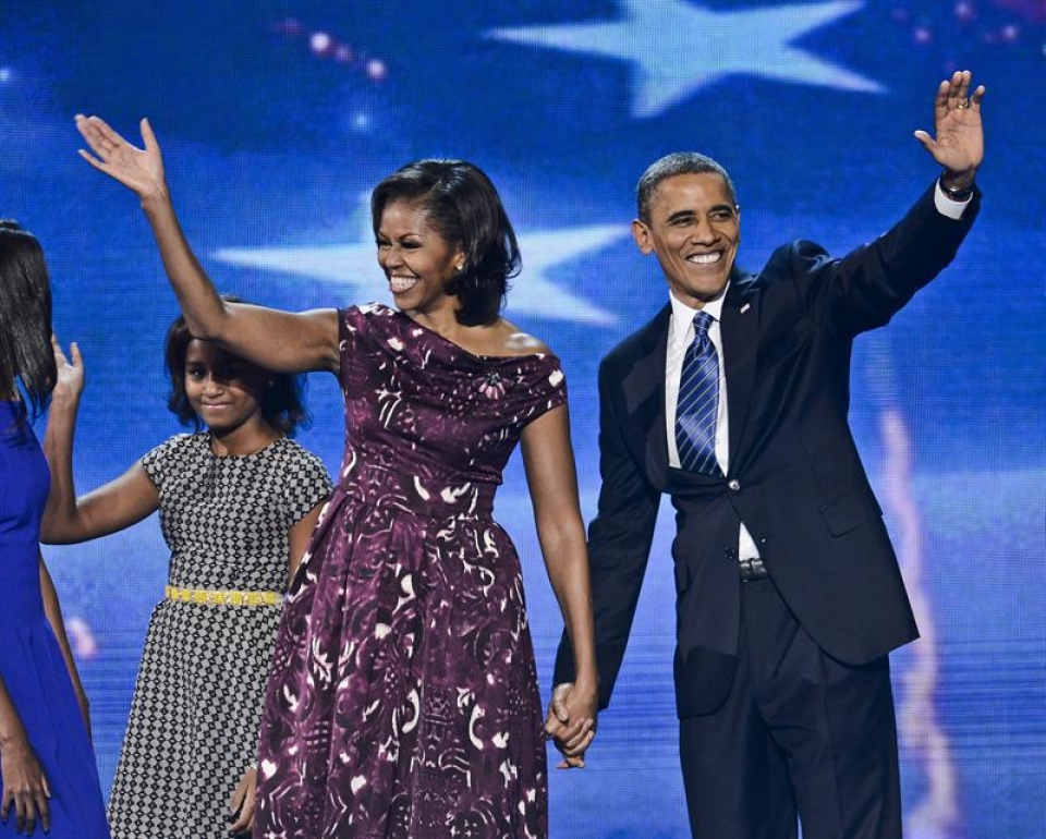 Barack Obama eta Michelle emaztea, Alderdi Demokrataren batzarrean. EFE