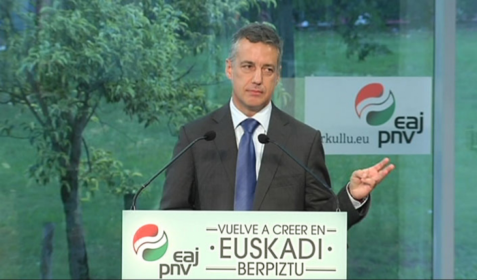 Iñigo Urkullu, presidente del EBB del PNV y candidato a lehendakari, en el Euskalduna de Bilbao.