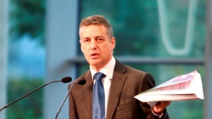 Iñigo Urkullu, candidato a lehendakari del PNV, durante el acto de presentación en el Euskalduna