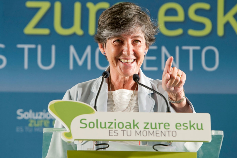 La candidata a lehendakari de EH Bildu, Laura Mintegi. 