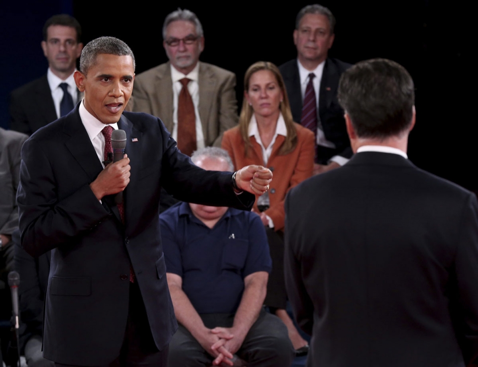 Fotos: Segundo cara a cara entre Obama y Romney - Argazkiak: Obamaren eta Romneyren bigarren aurrez aurrekoa - Photos: Obama regains his footing in feisty second debate - 