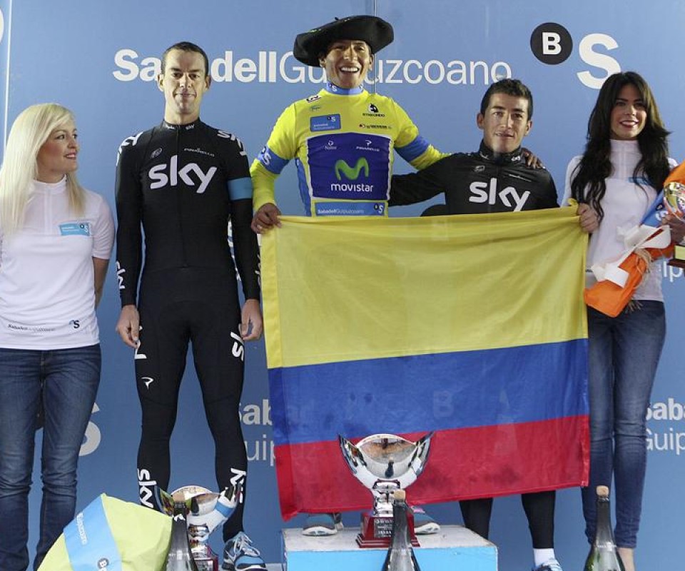 Vuelta al País Vasco: Quintana (ganador), Porte (segundo) y Henao (tercero). Foto: EFE