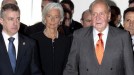 Espainiako erregea, Christine Lagarde eta Iñigo Urkullu lehendakariarekin. EFE