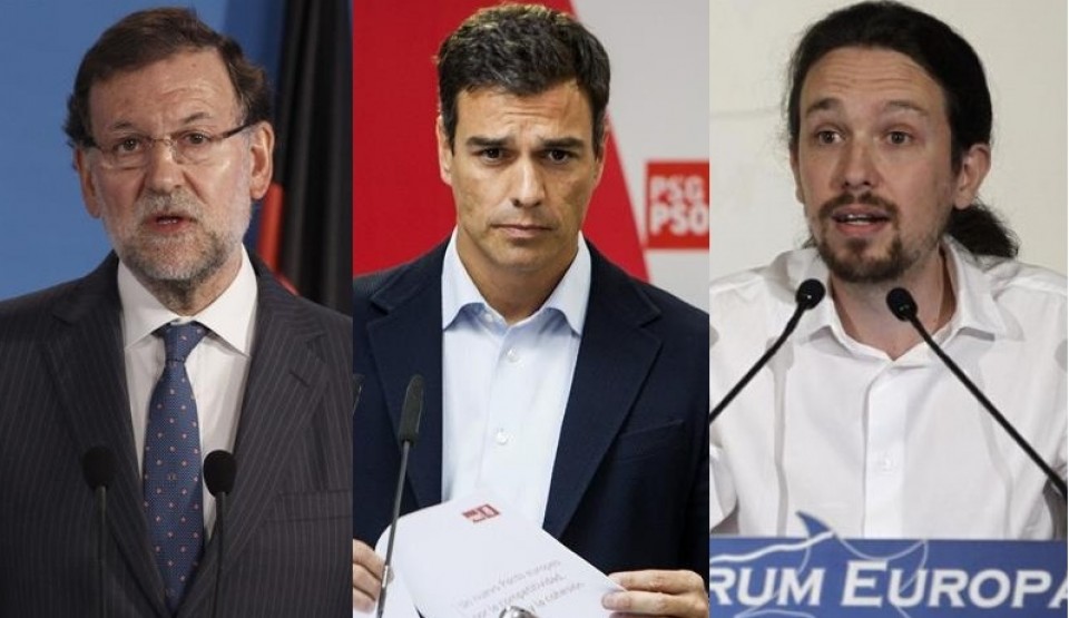 Rajoy, Sánchez e Iglesias