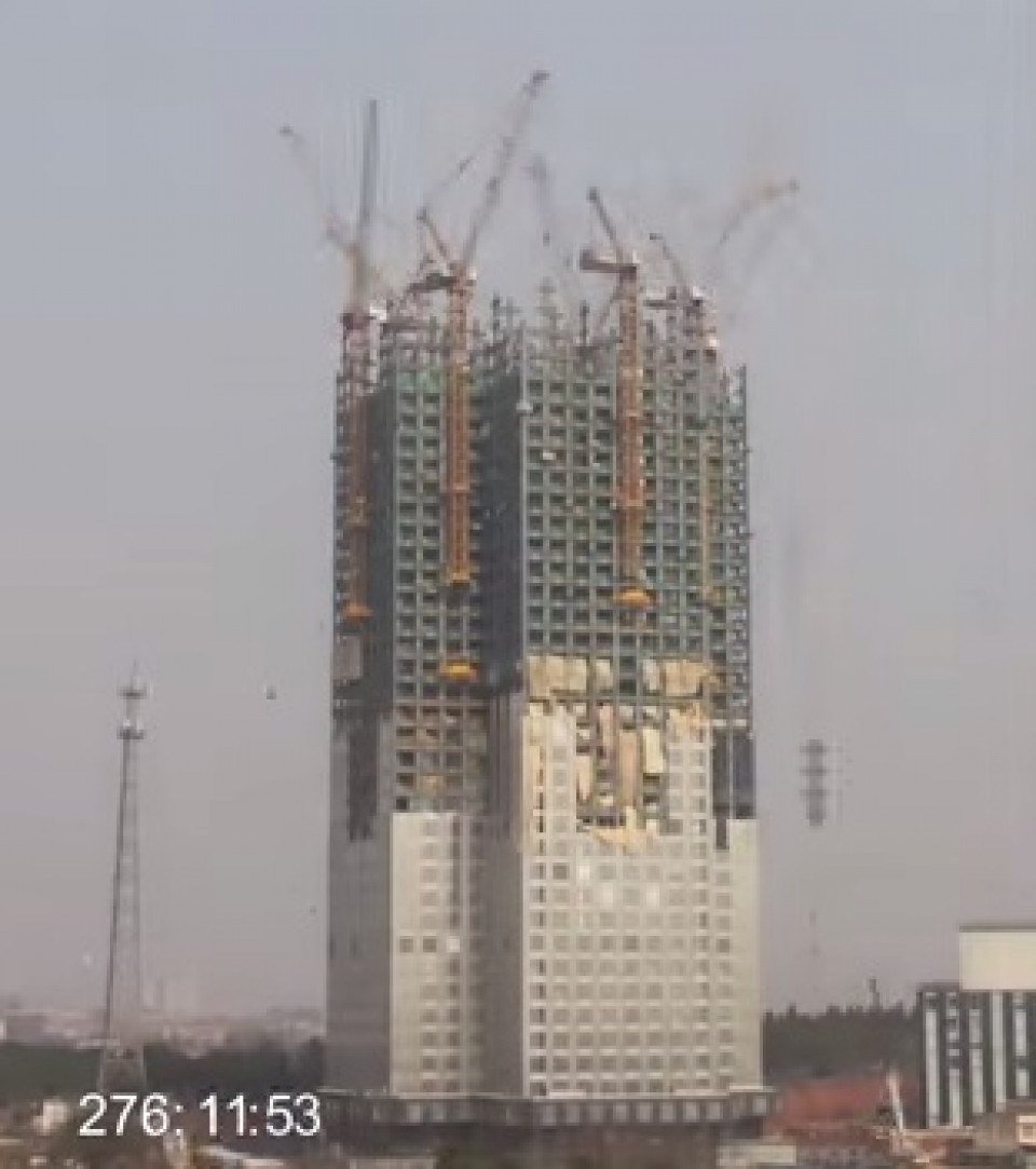 'Time lapse': Cómo construyeron un rascacielos en China en 19 días