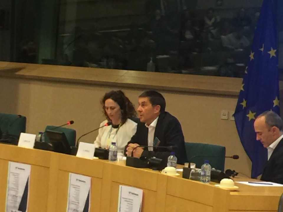Arnaldo Otegi, hoy, en el Parlamento Europeo. Foto: @EUPARTYEFA 