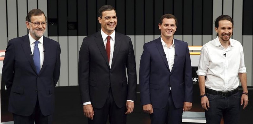Mariano Rajoy, Pedro Sanchez, Albert Rivera eta Pablo Iglesias. Argazkia: EFE