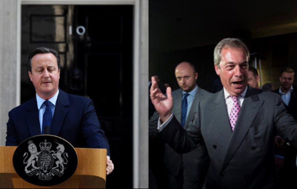 David Cameron Erresuma Batuko lehen ministroa eta Nigel Farage UKIPeko buruzagia. Argazkia: EFE
