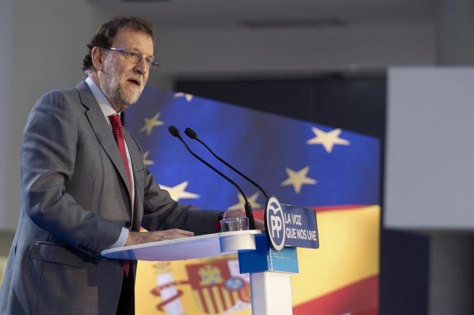 Mariano Rajoy en el acto de fin de campaña del PP vasco celebrado en Vitoria-Gasteiz. Foto: EFE