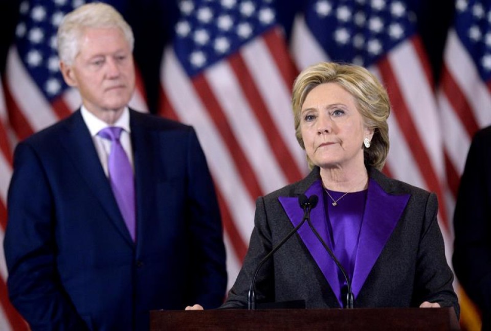 Hillary Clintonen lehen agerraldia, hauteskundeak galdu ostean. Argazkia: EFE