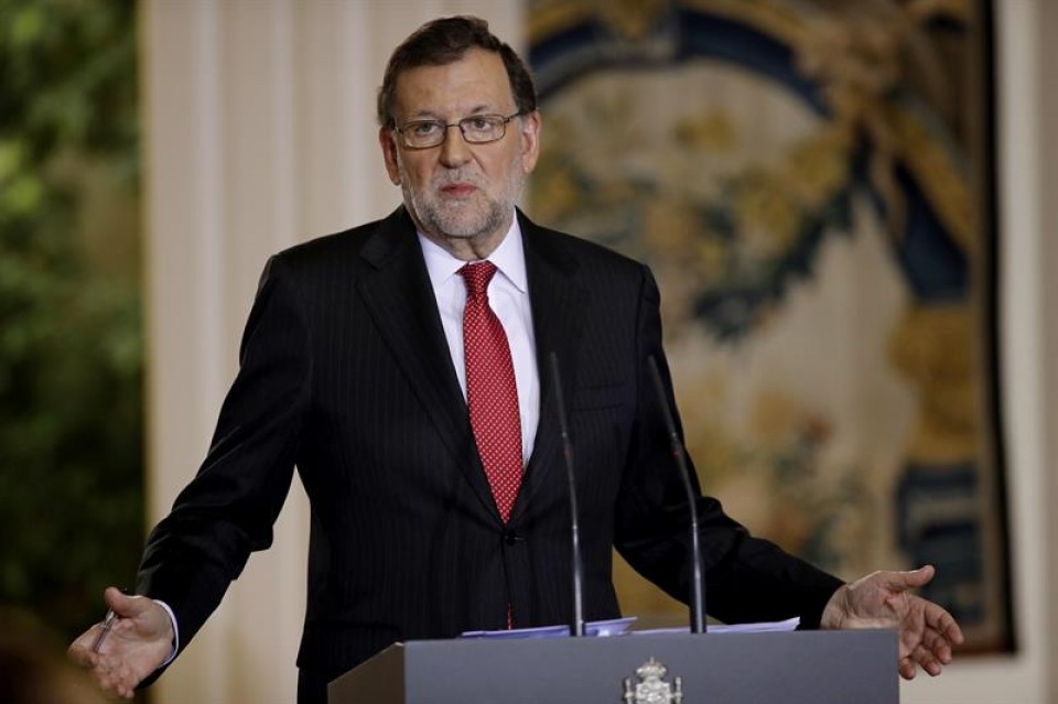 Mariano Rajoy durante su comparecencia en el Palacio de la Moncloa. Foto: EFE