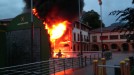 Incendio en el rocódromo de Igorre.  Foto: Eitb.eus