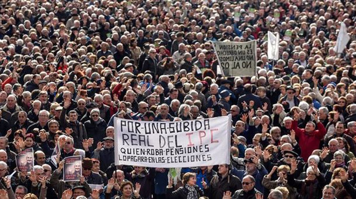 Manifestación de pensionistas en Bilbao. EFE