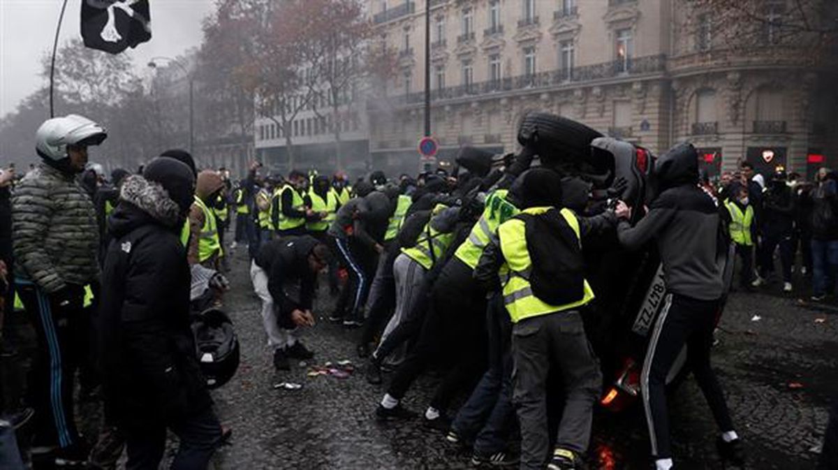 Protestas de los 'chalecos amarillos', el sábado en París.