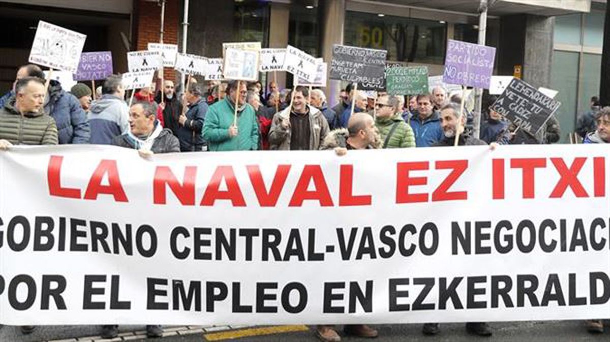 Manifestación de los trabajadores de La Naval en Bilbao