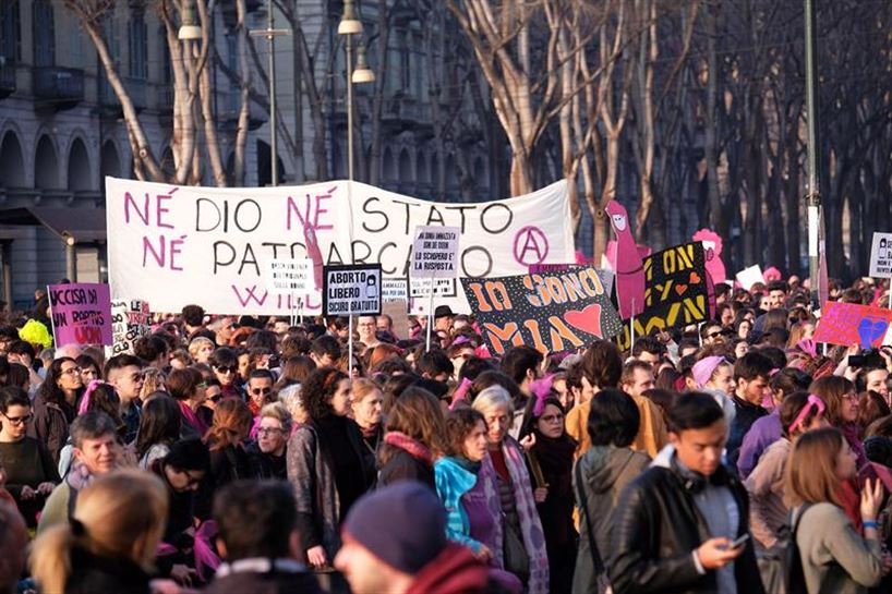 Día Internacional de la Mujer, en Turín (Italia). (Foto: EFE)