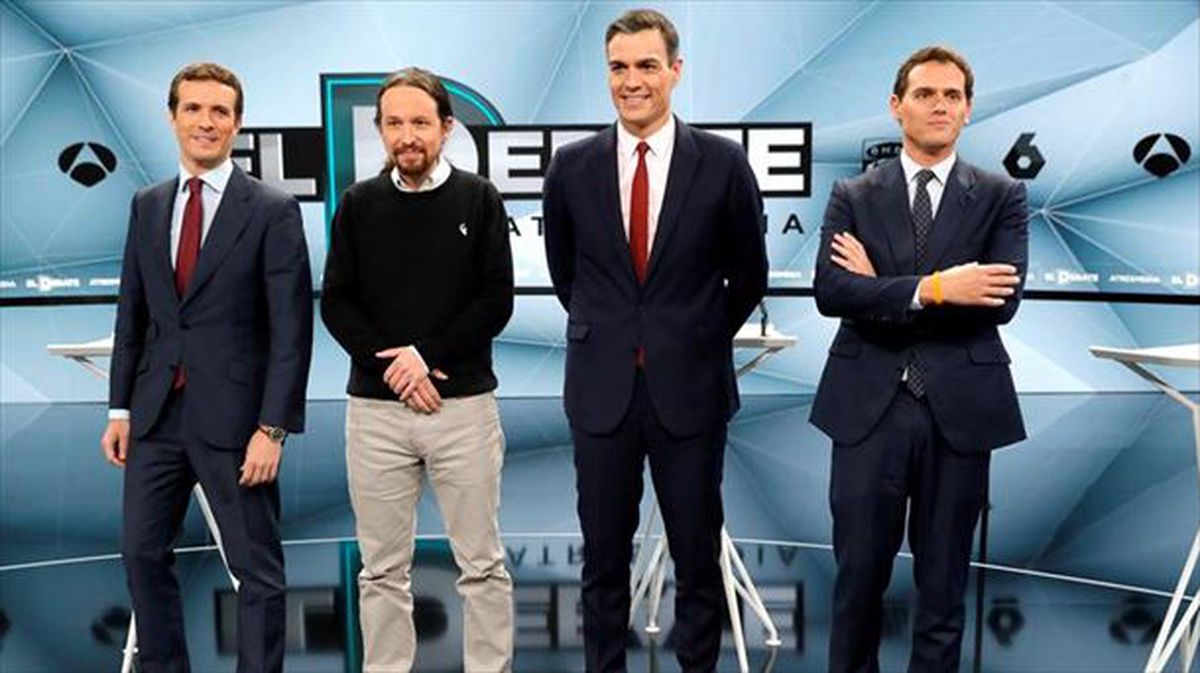 Casado, Iglesias, Sánchez y Rivera en el debate de Atresmedia