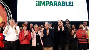 Acto electoral de EH Bildu en el pabellón Anaitasuna de Pamplona.