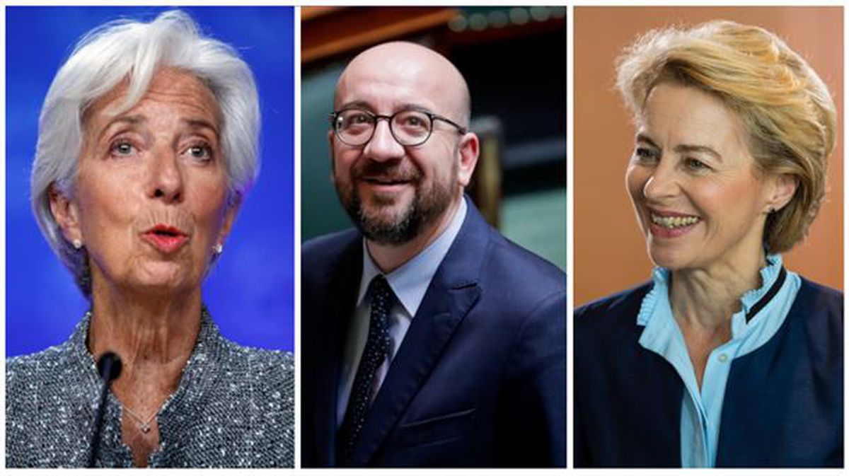 Christine Lagarde (i), Charles Michel (c) y Ursula von der Leyen (d). Foto: EFE/eitb.eus