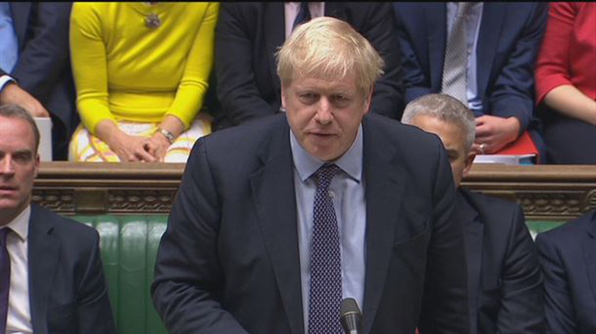 Boris Johnson, en su intervención de hoy en la Cámara de los Comunes. Foto: EFE. 