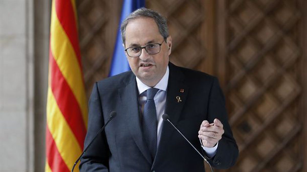 El president de Cataluña, Quim Torra, en su comparecencia hoy