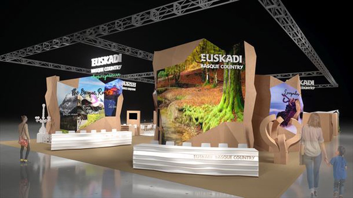 El stand de Euskadi en Fitur 2020, realizado con materiales reciclados e imágenes tridimensionales