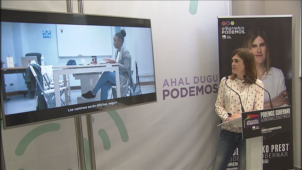 La candidata a lehendakari por Elkarrekin Podemos-IU, Miren Gorrotxategi. Imagen: EiTB