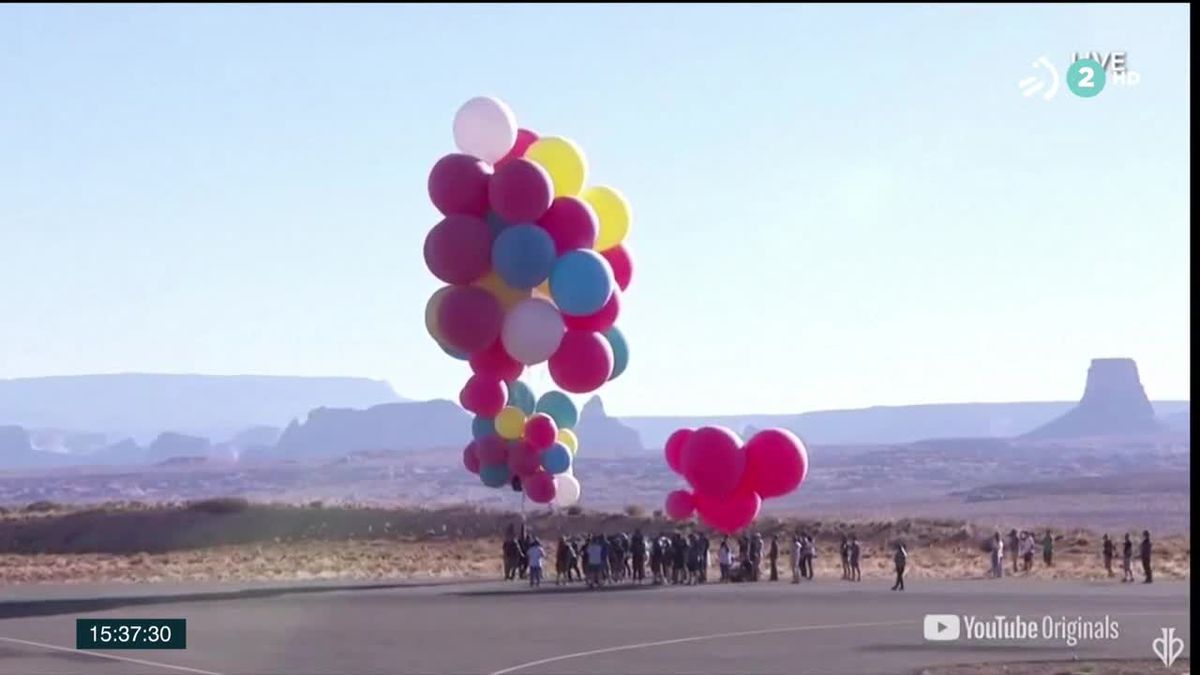 Viaje en globos de helio. Imagen obtenida de un vídeo de ETB.