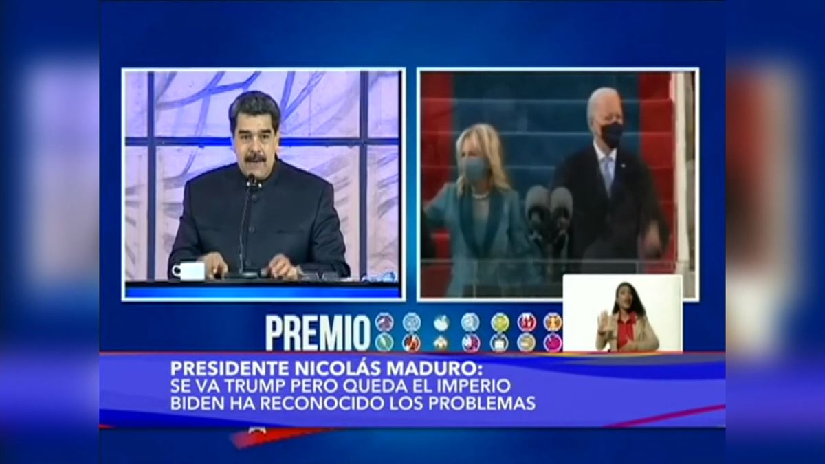 Maduro se dirige hacia Joe Biden en un discurso.