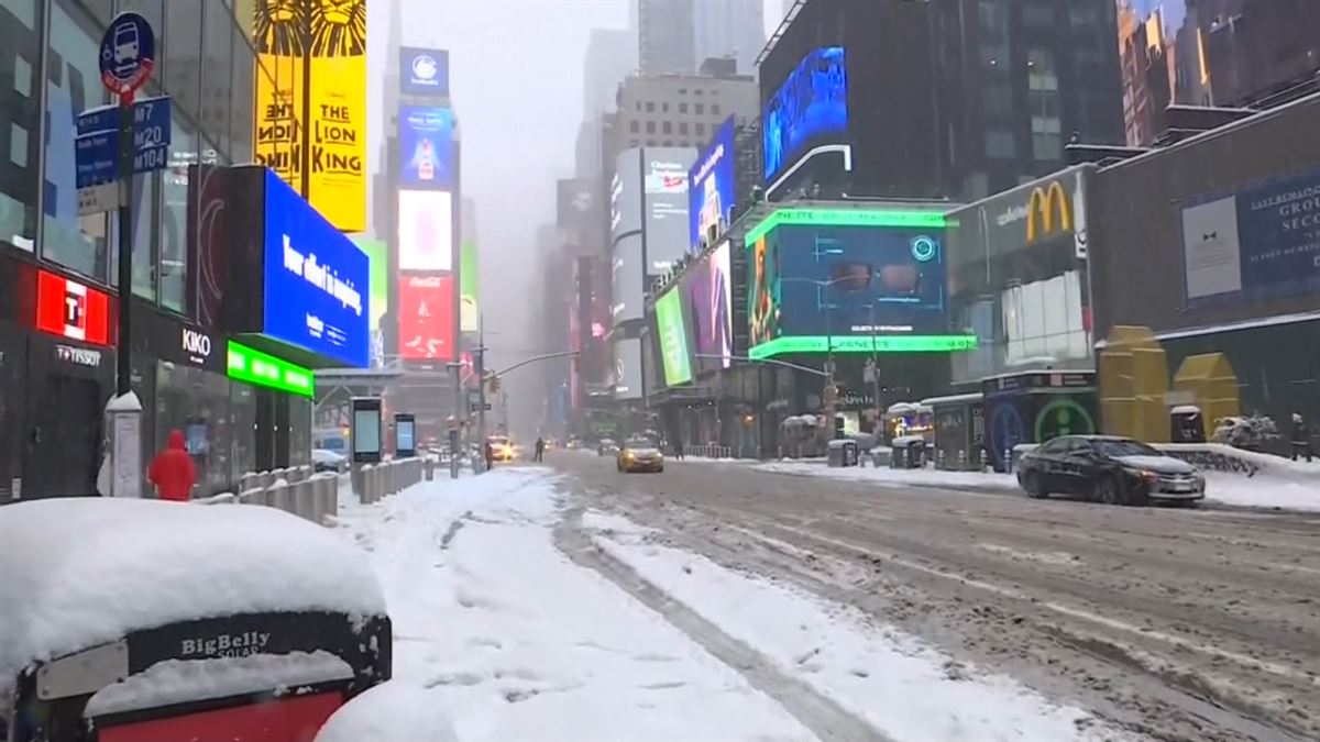 Nieve en Nueva York. Imagen: Reuters