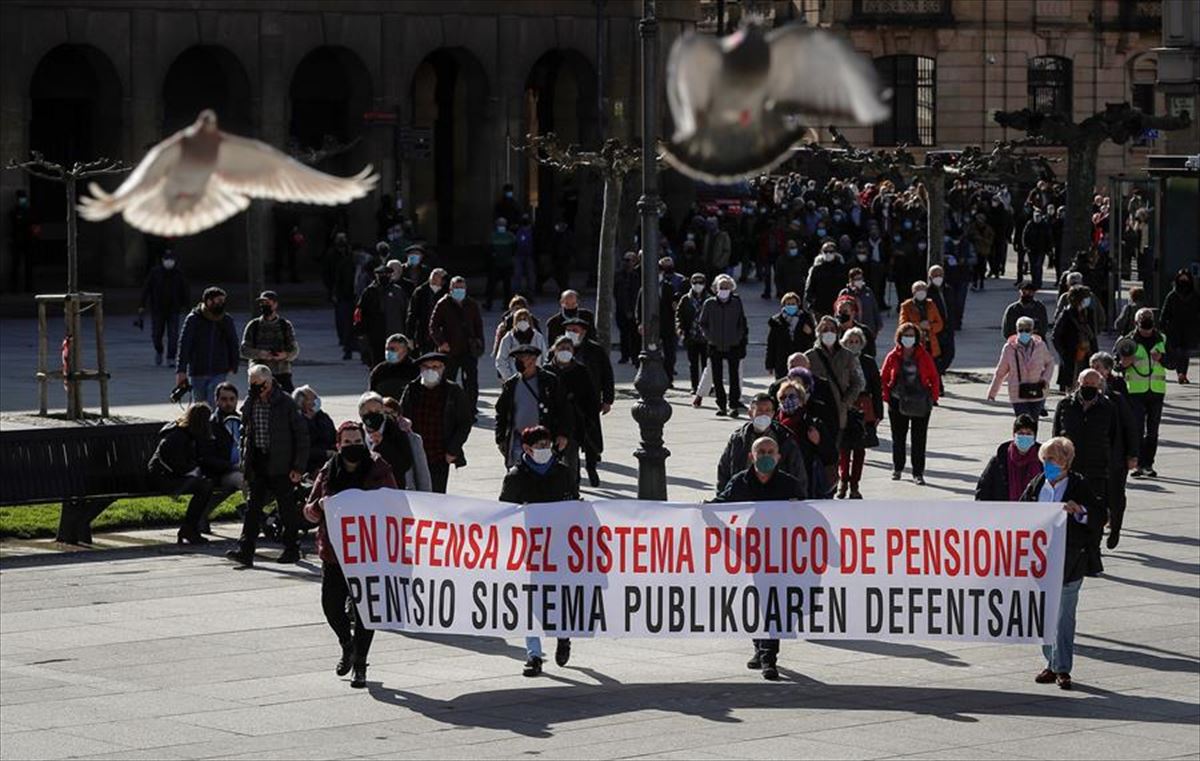Imagen de archivo de una protesta anterior de pensionistas en Pamplona