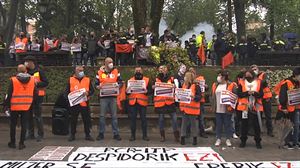 Protesta de la plantilla de ITP Aero ante el Palacio de Justicia de Bilbao
