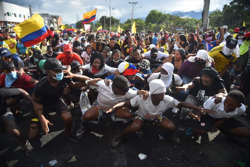 Manifestantes en Colombia