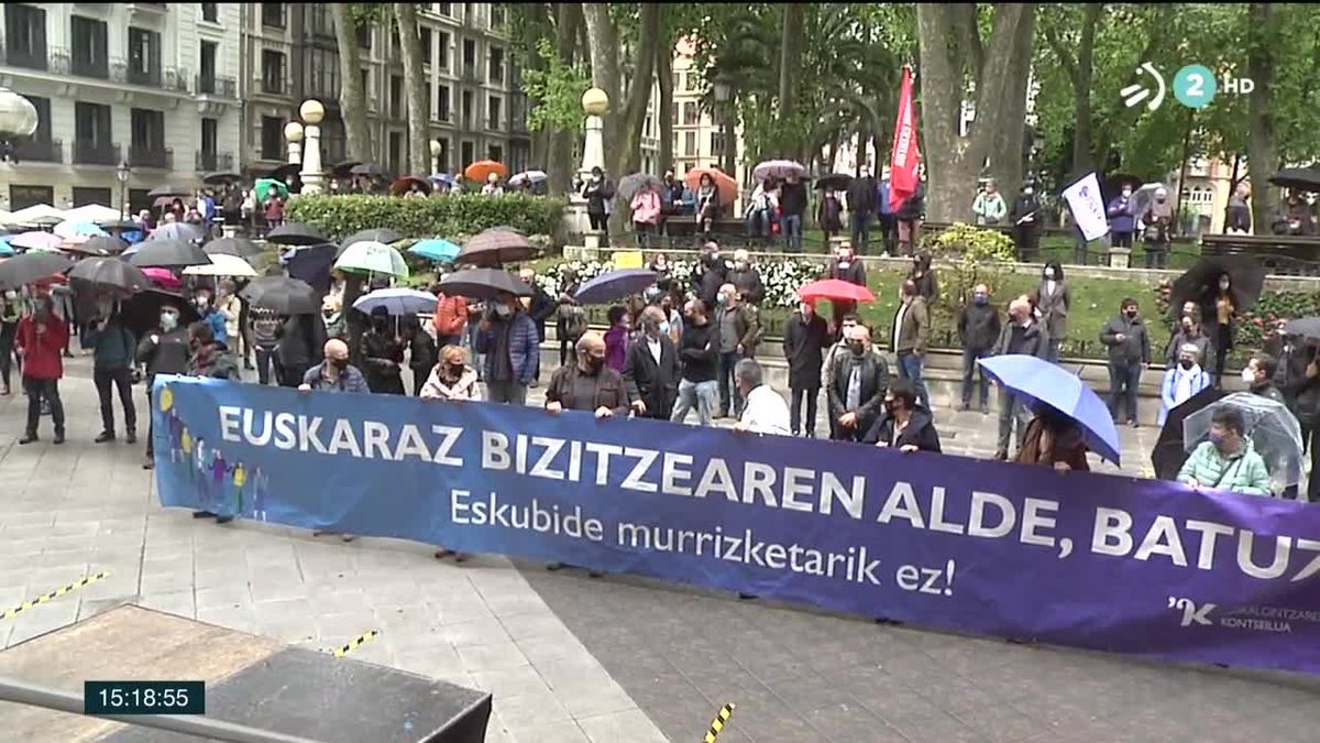 Protesta de Euskalgintzaren Kontseilua, en Bilbao, hoy. 
