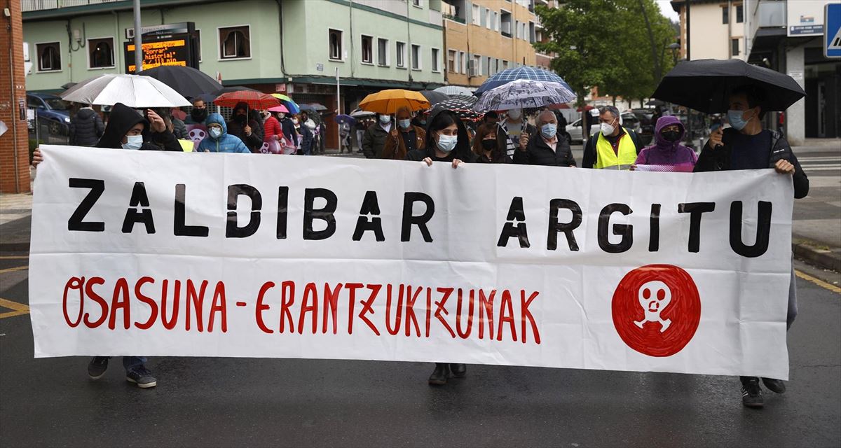 Manifestación de Zaldibar Argitu en Zalla, en mayo. Foto: EFE