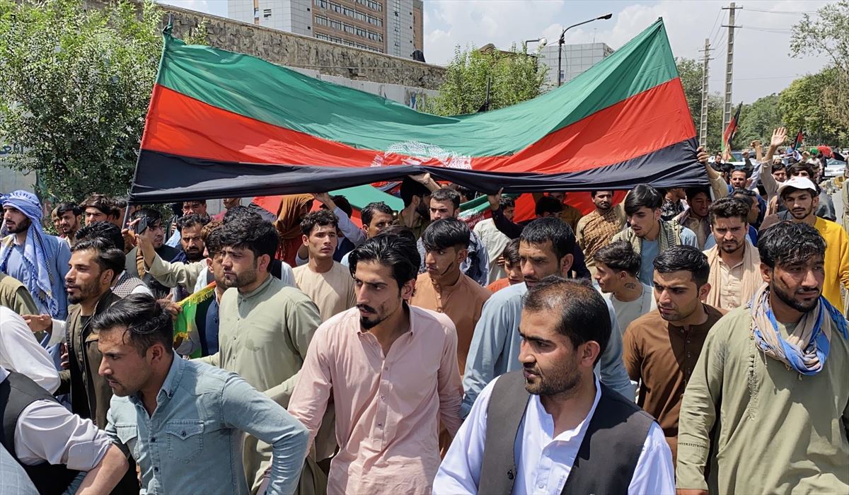 Un momento de la manifestación de Kabul