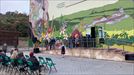 Inauguración del mural participativo el pasado 7 de noviembre en el polideportivo municipal de Urbigain
