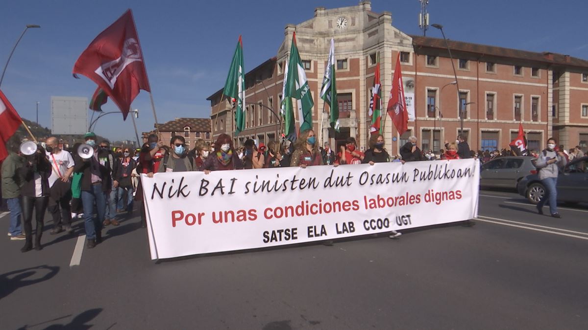 Manifestación en Bilbao. Imagen obtenida de un vídeo de EITB Media.