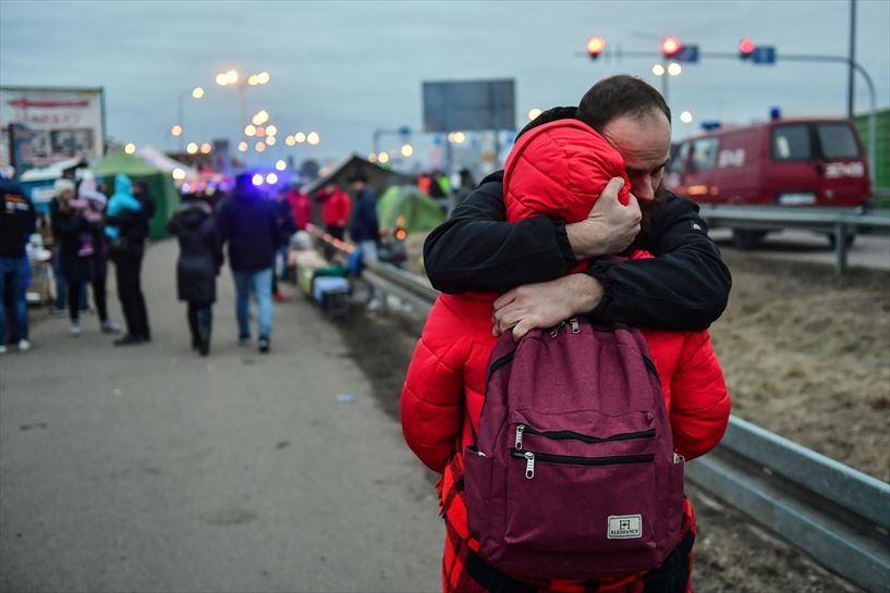 Refugiados en la frontera con Polonia. EFE