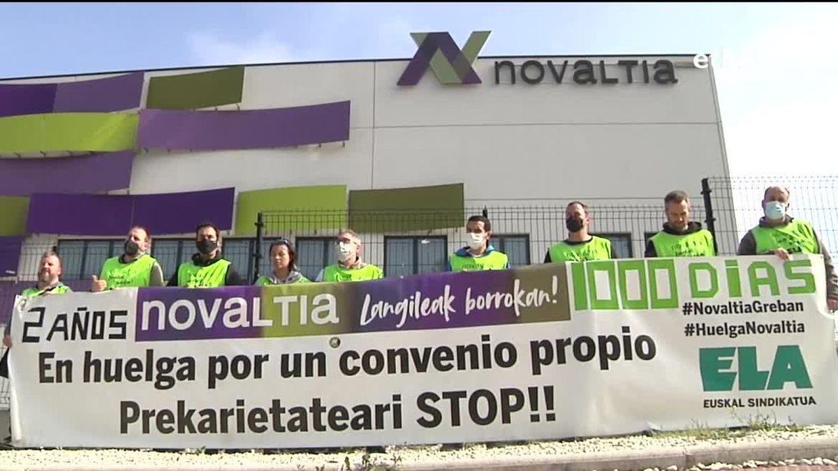 Trabajadores de la empresa Novaltia. Imagen obtenida de un vídeo de EITB Media