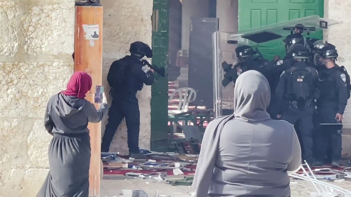 Policía en Jerusalén. Imagen obtenida de un vídeo de EITB Media
