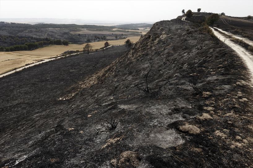 La zona afectada por el fuego en Tafalla. Foto: EFE