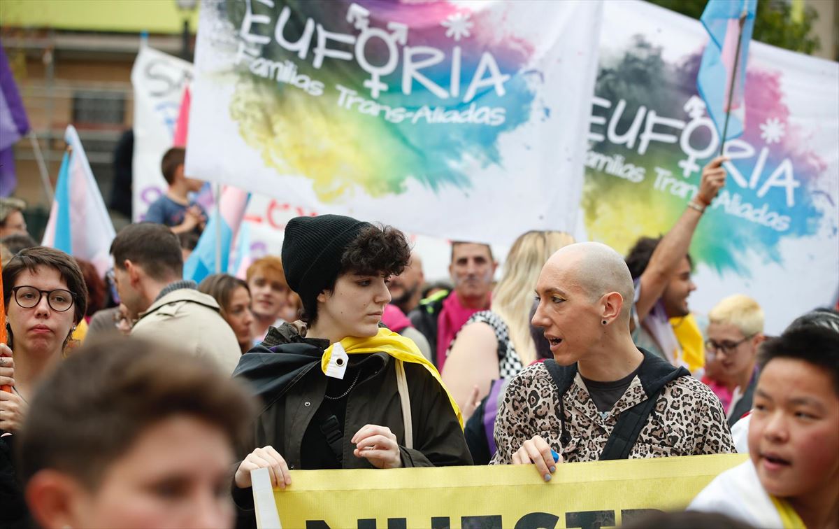 Una manifestación a favor de la ley trans en Madrid. 