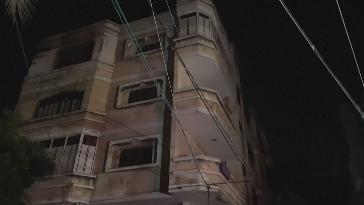 Incendio en Gaza. Imagen obtenida de un vídeo de Agencias.