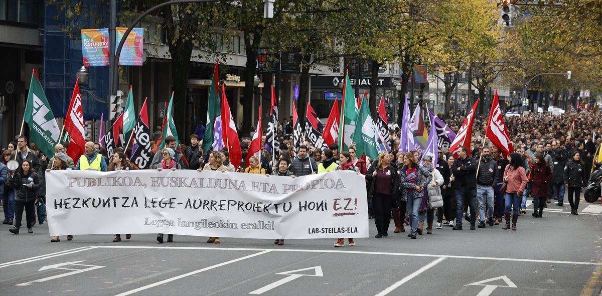 Manifestación en Bilbao. Foto: EFE.