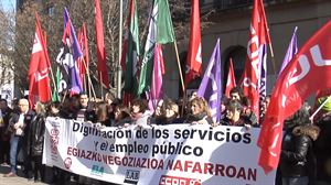 Huelga de los empleados públicos de Navarra. Imagen obtenida de un vídeo de EITB Media.